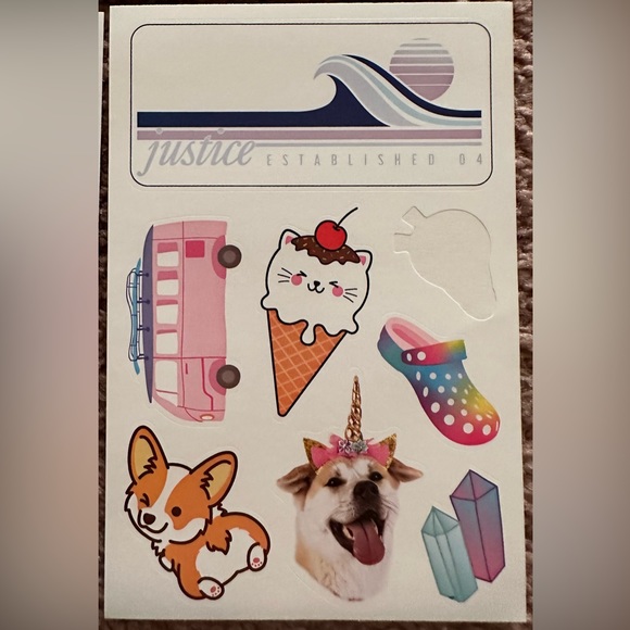 Justice Girls 15 Sticker Sheets - Sloth Unicorn Emoji Llama Hedgehog Corgi Panda - Picture 11 of 16